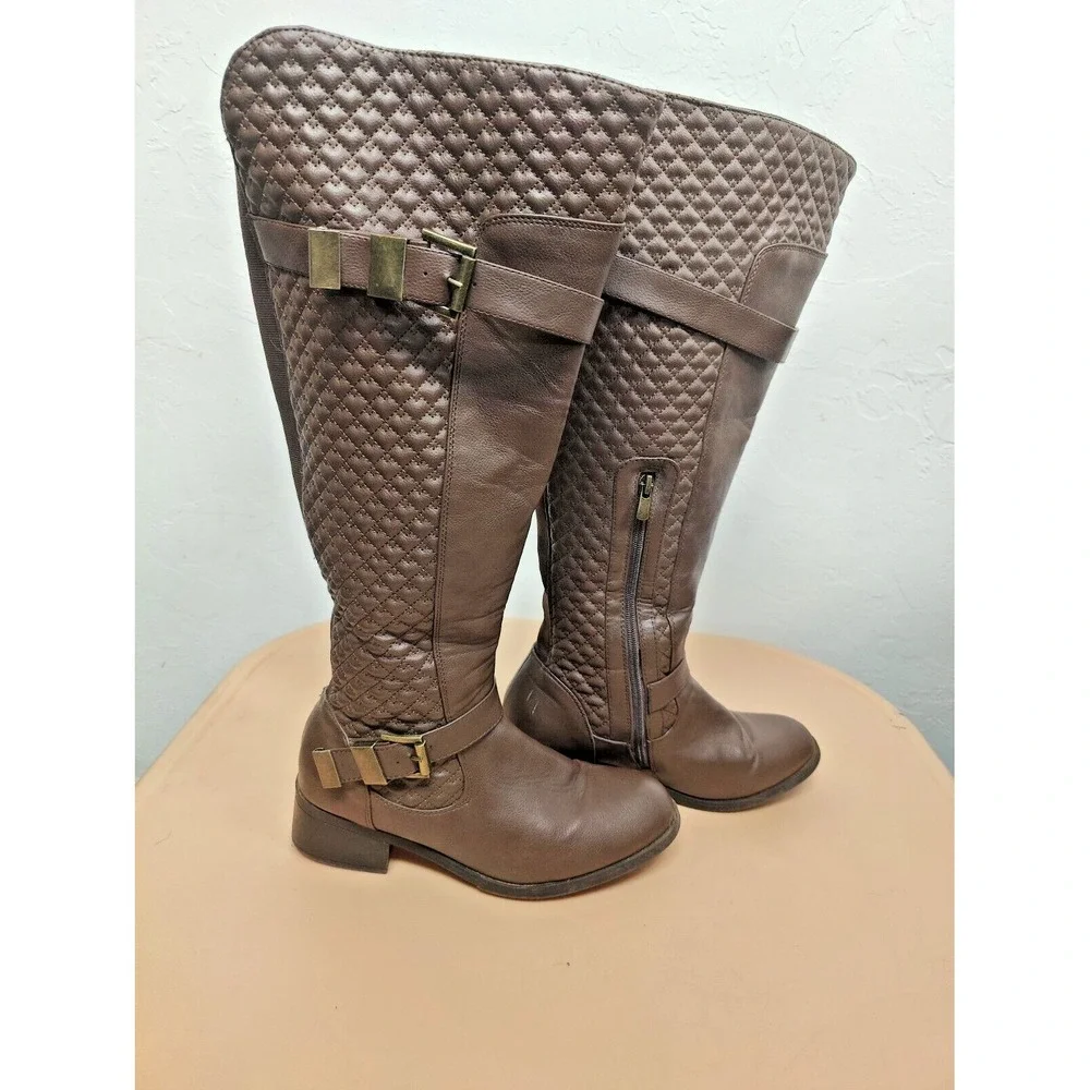 Nicole Womens Brwon Knee‎ High Fashion Boots Size 10W 41740093